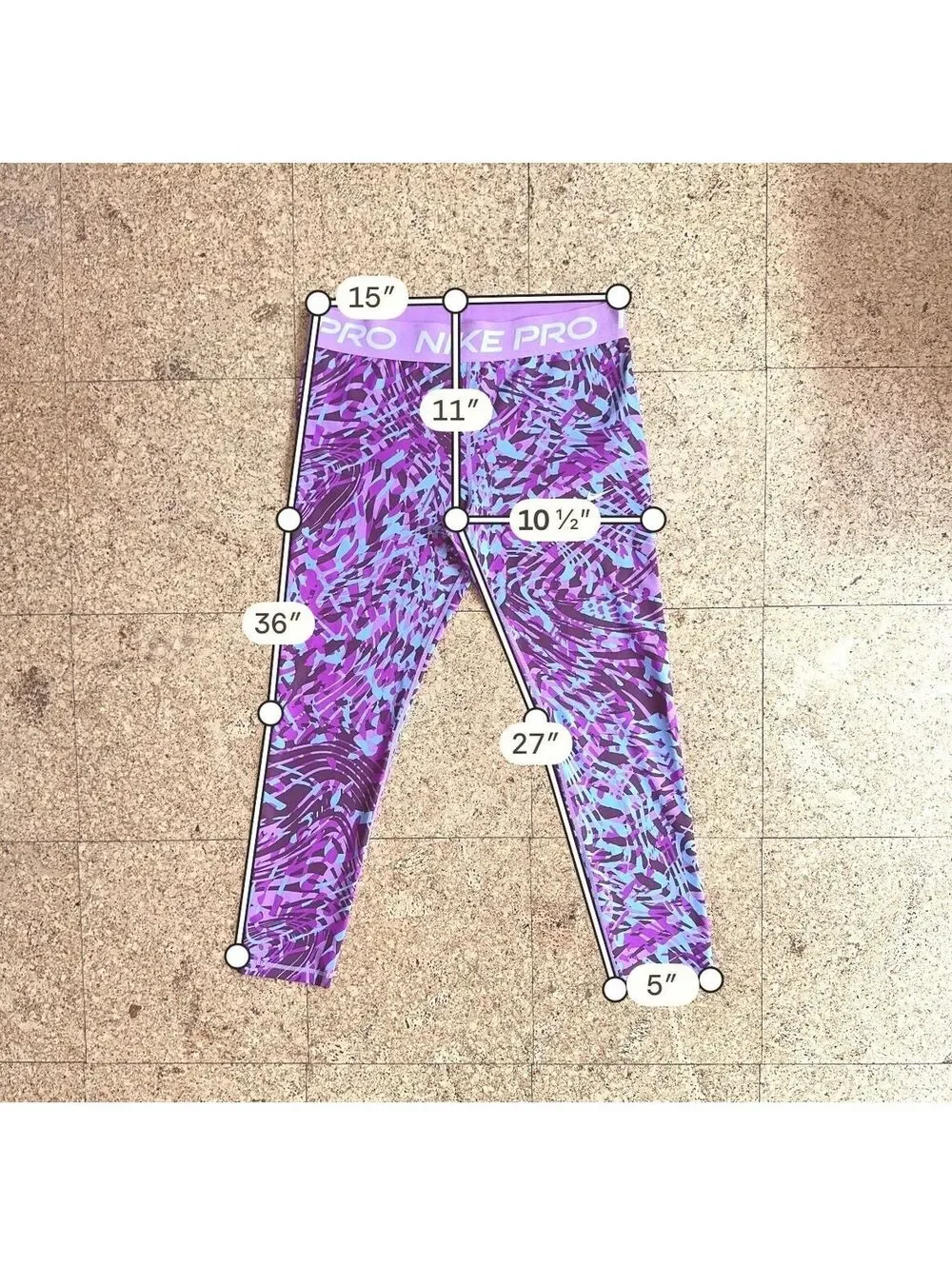 Nike Pro Dri-FIT Cropped Leggings Big GIRLS/TEEN XL Pink Geometric Compression